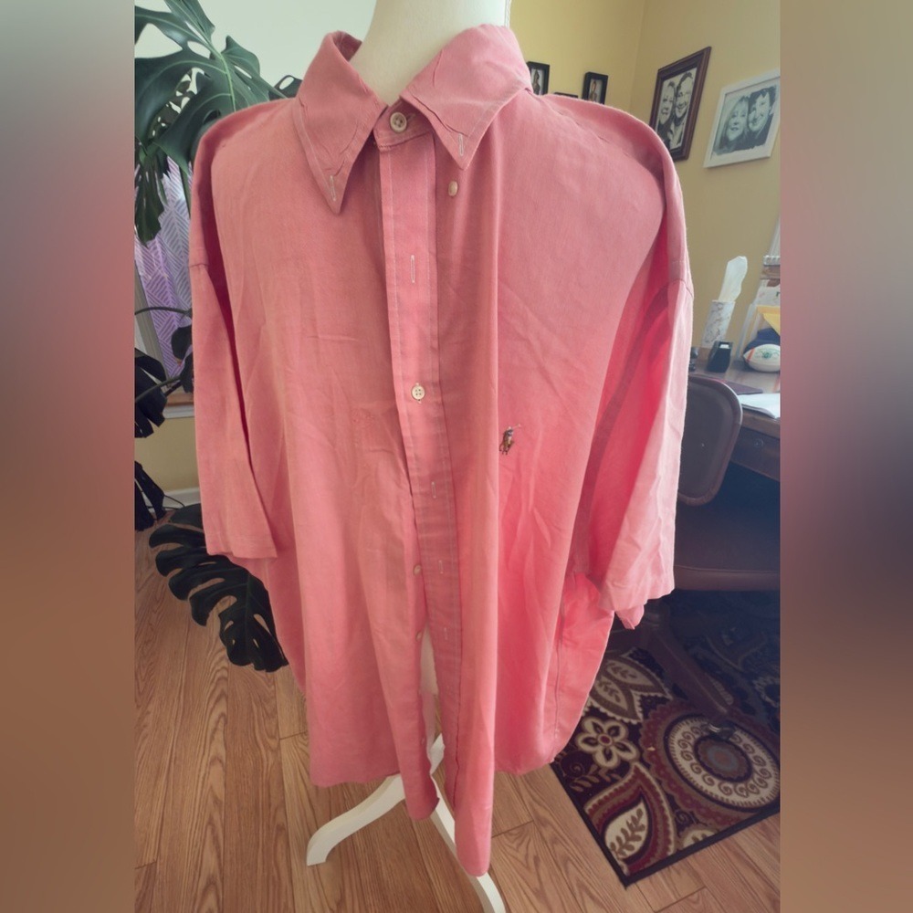 Ralph Lauren Polo Red brushed chambray Oxford‎  2XB Short Sleeve Button down